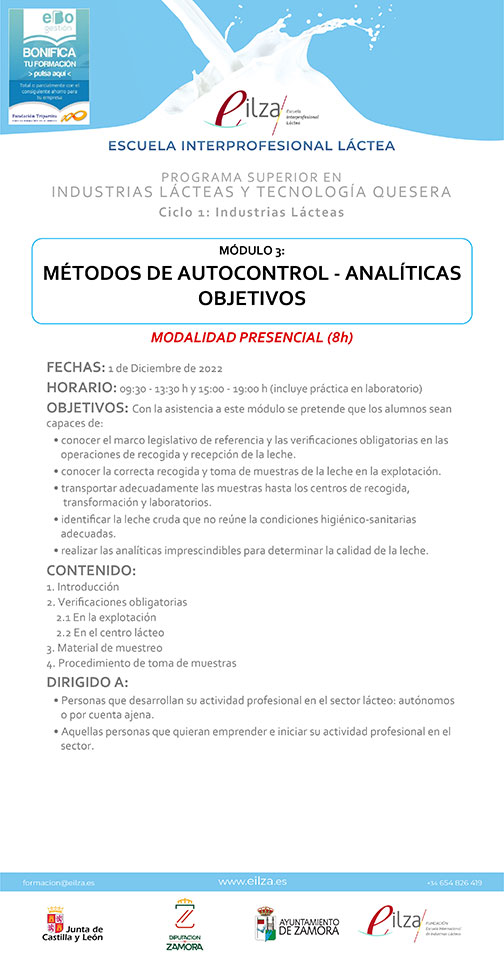 Módulo 3. Métodos de autocontrol - Analíticas