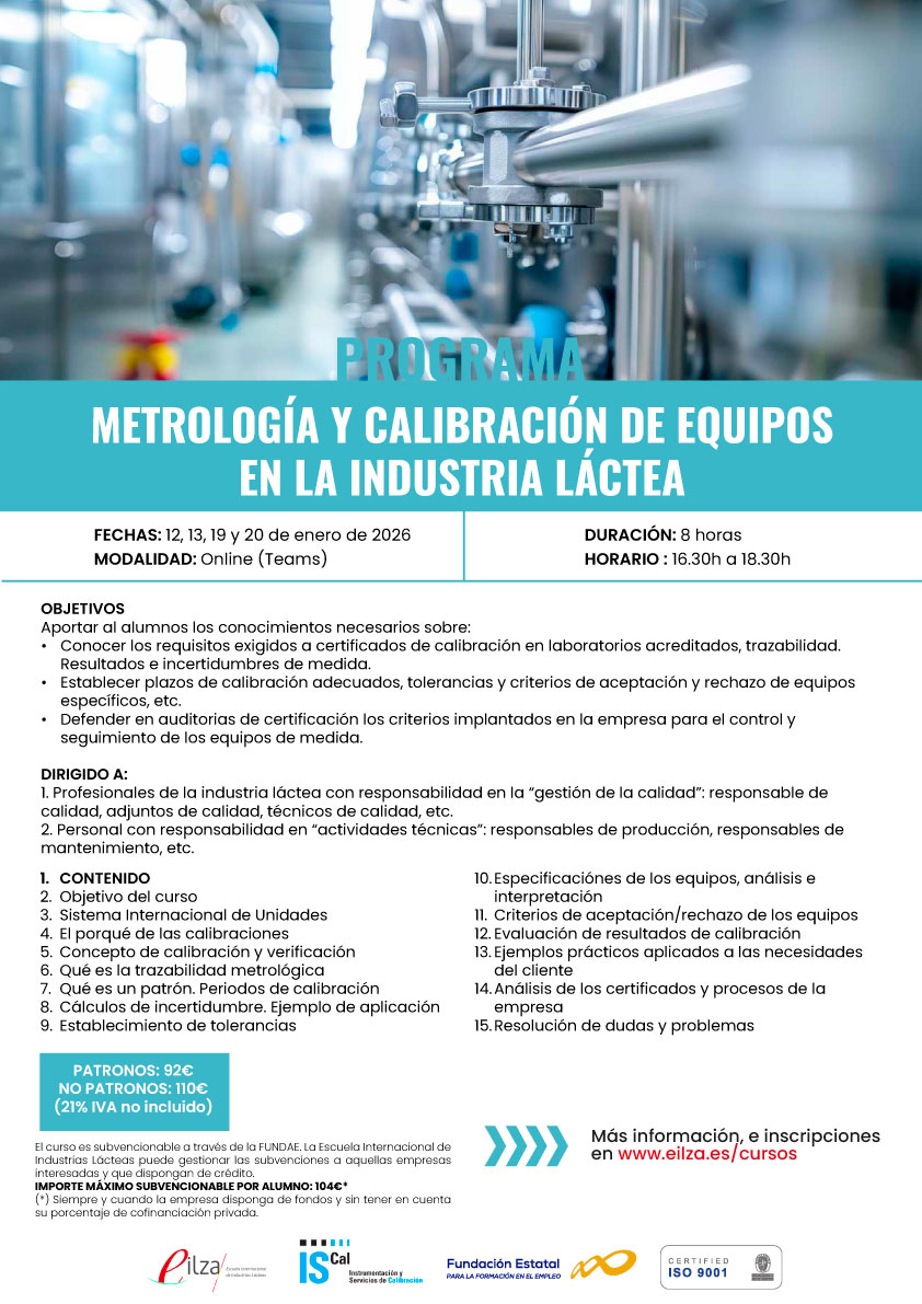 Metrología y calibración de equipos en la industria láctea