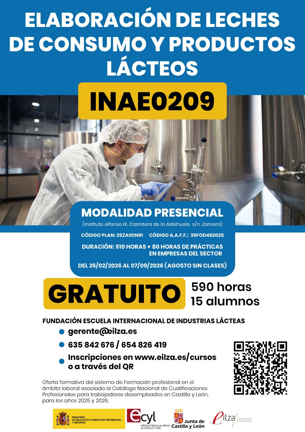 Elaboración de Leches de Consumo y Productos Lácteos (INAE0209)